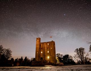 Hedingham Castle at night